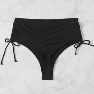 New High-Waist Black Tie-Side Bikini Bottoms xl